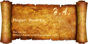 Heger Avarka névjegykártya